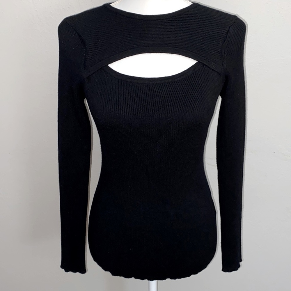 Black Cutout Ribbed Sweater
